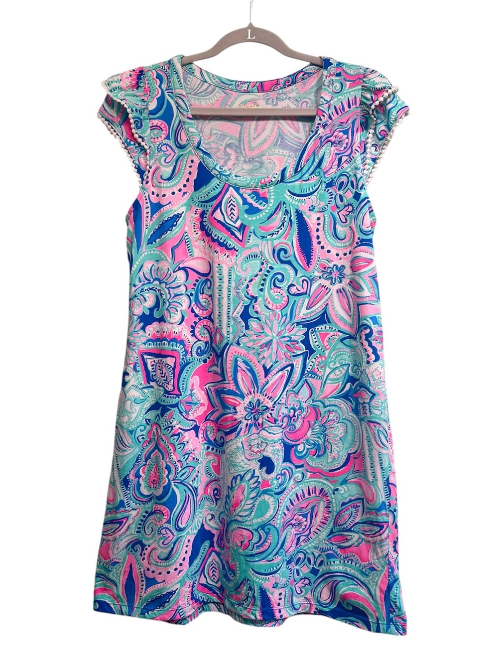 Lilly Pulitzer Brigitte 100% cotton Dress in Living The Dream, size Large - Picture 2 of 7
